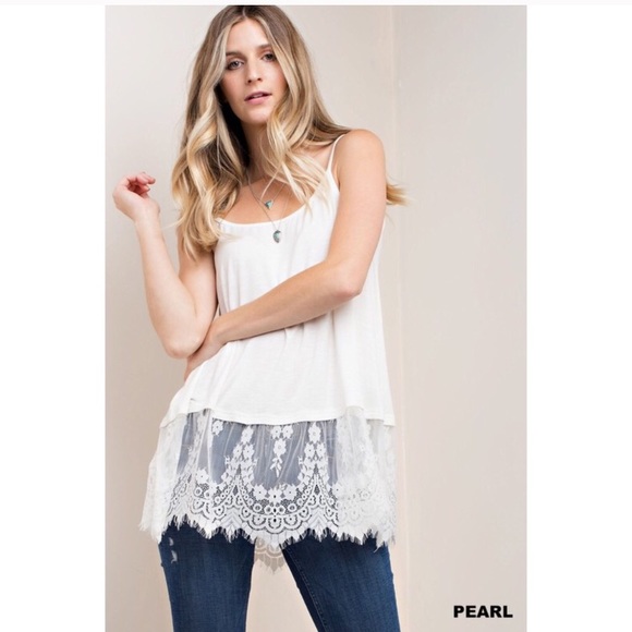 Last M New Bohemian Flattering Lace Trim Tank - Picture 4 of 5